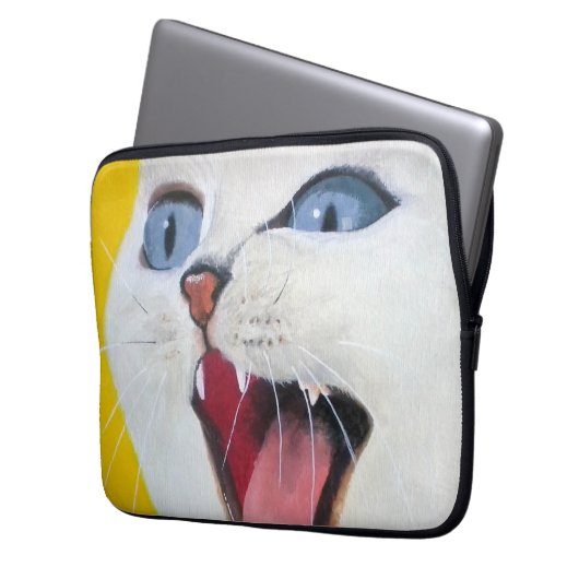 Housse Pour Ordinateur Portable Chat blanc (devant gauche)