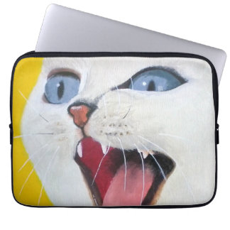 Housse Pour Ordinateur Portable Chat blanc