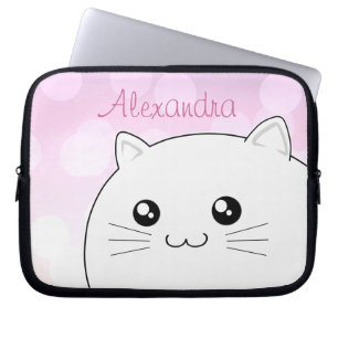 Housse Pour Ordinateur Portable Chat blanc de minou de kawaii mignon