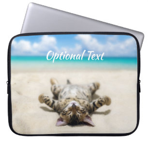Housse Pour Ordinateur Portable Chat bronzage à la plage