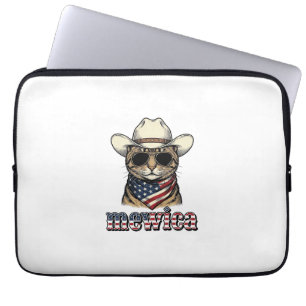 Housse Pour Ordinateur Portable Chat Cowboy Patriotique Mewica Design Vectoriel Vi