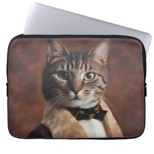 Housse Pour Ordinateur Portable Chat dans la veste à fumer
