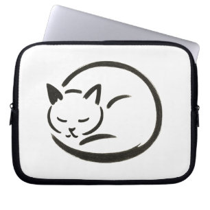 Housse Pour Ordinateur Portable Chat de couchage minimaliste - Conception de pince