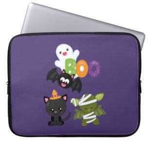 Housse Pour Ordinateur Portable Chat de Cute Halloween, bat, mummy et ghost
