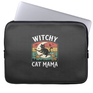 Housse Pour Ordinateur Portable Chat de Halloween Sorcière Maman