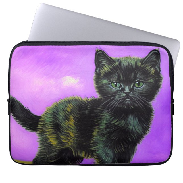 Housse Pour Ordinateur Portable Chat de style Van Gogh (Devant)