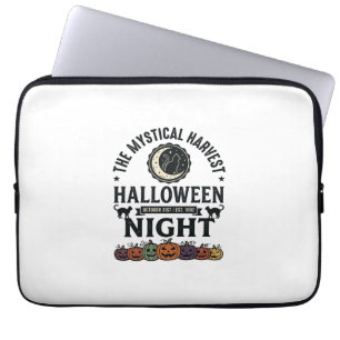 Housse Pour Ordinateur Portable Chat d'Halloween Chats noirs Citrouilles Vintage D