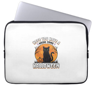 Housse Pour Ordinateur Portable Chat d'Halloween Meow-Some Dessin de Gravure Vinta