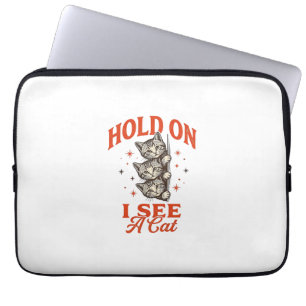 Housse Pour Ordinateur Portable Chat Drôle Tiens Je Vois Un Chat Design De T-Shirt