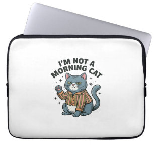 Housse Pour Ordinateur Portable Chat du matin Gravure vintage T-shirt de chat drôl