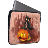Housse Pour Ordinateur Portable Chat effrayé par Citrouille Fun Halloween caractèr (Devant droit)