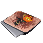 Housse Pour Ordinateur Portable Chat effrayé par Citrouille Fun Halloween caractèr (Devant bas)