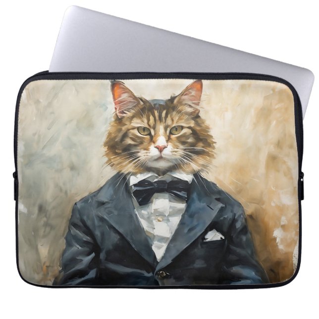 Housse Pour Ordinateur Portable Chat en costume (Devant)