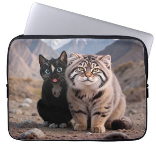 Housse Pour Ordinateur Portable Chat gai contre Chat grumpy - Humour