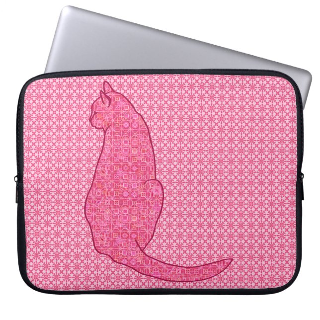 Housse Pour Ordinateur Portable Chat japonais - Fuchsia Pink Batik (Devant)