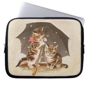 Housse Pour Ordinateur Portable Chat Kitten chaton antique vintage jolie mignonne