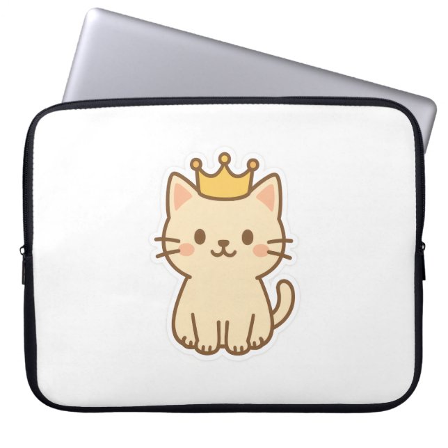 Housse Pour Ordinateur Portable Chat majestueux avec couronne (Devant)