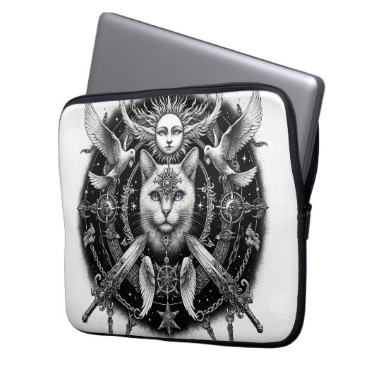 Housse Pour Ordinateur Portable "Chat Mystique" (devant gauche)