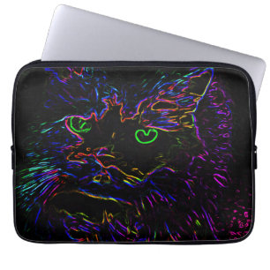 Housse Pour Ordinateur Portable Chat Neon Glow