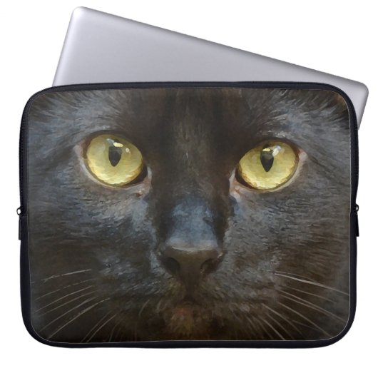 Housse Pour Ordinateur Portable chat noir (Devant)