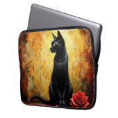 Housse Pour Ordinateur Portable Chat noir élégant (devant gauche)
