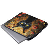 Housse Pour Ordinateur Portable Chat noir et roses (Devant bas)