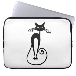 Housse Pour Ordinateur Portable Chat noir maigre fantaisiste