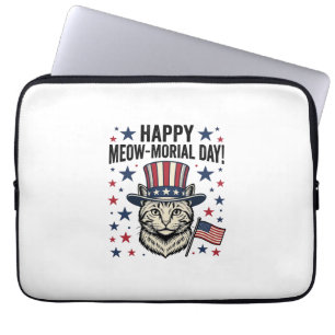 Housse Pour Ordinateur Portable Chat Patriotique Fête Meow-moriale Vintage Vector