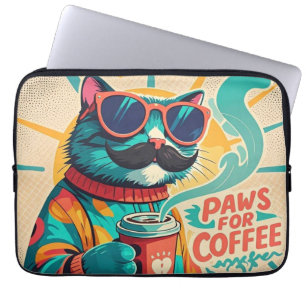Housse Pour Ordinateur Portable Chat portant des lunettes de soleil surdimensionné