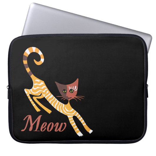 Housse Pour Ordinateur Portable Chat rouge drôle (Devant)