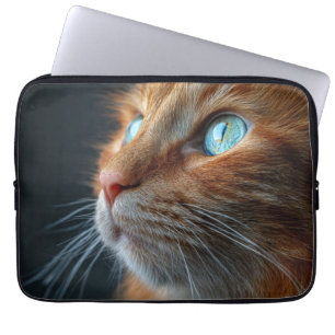 Housse Pour Ordinateur Portable Chat roux superbe et duveteux de profil - yeux ble