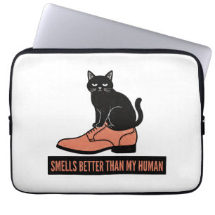 Housse Pour Ordinateur Portable Chat sarcastique en linogravure dans une chaussure