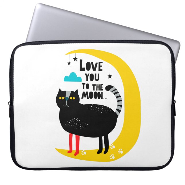 Housse Pour Ordinateur Portable Chat sur la lune (Devant)
