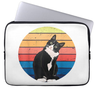 Housse Pour Ordinateur Portable Chat Tuxedo Cadeau Couleurs Rétro pour Amoureux de