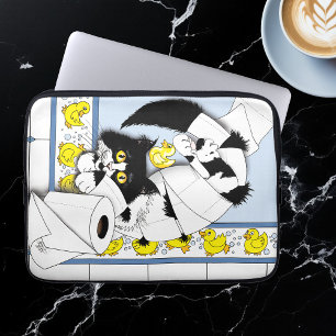 Housse Pour Ordinateur Portable Chat Tuxedo Joueur Papier Toilette Chaos Bleu Jaun