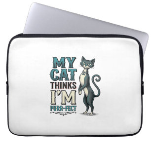 Housse Pour Ordinateur Portable Chat Vintage Mon Chat Pense Que Je Suis Parfait