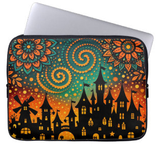 Housse Pour Ordinateur Portable Château Silhouette Nuit Mystique