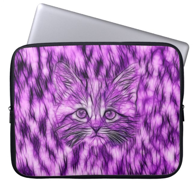 Housse Pour Ordinateur Portable Chaton pourpre mignon et adorable (Devant)