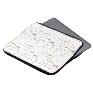 Housse Pour Ordinateur Portable Chats adorables regardant par-dessus des cœurs