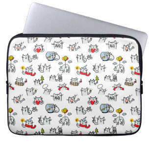 Housse Pour Ordinateur Portable Chats amusants, lait et magie.