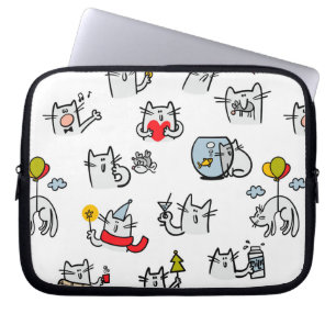 Housse Pour Ordinateur Portable Chats amusants, lait et magie.