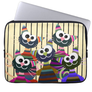 Housse Pour Ordinateur Portable Chats colorés amusants