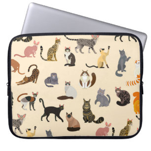 Housse Pour Ordinateur Portable Chats colorés : Différentes races Motif