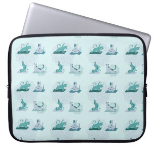 Housse Pour Ordinateur Portable Chats de Yoga Verts