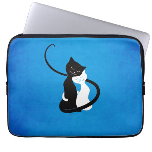 Housse Pour Ordinateur Portable Chats mignons bleus dans l'amour