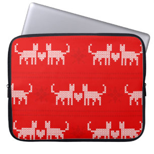 Housse Pour Ordinateur Portable Chats motifs de Noël en croix amoureux de s