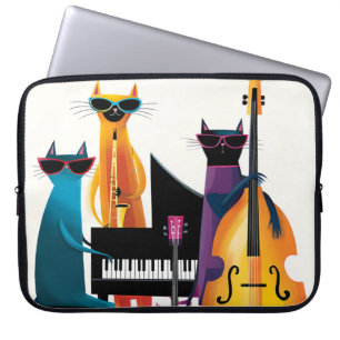 Housse Pour Ordinateur Portable Chats musiciens de Jazz Cool Band