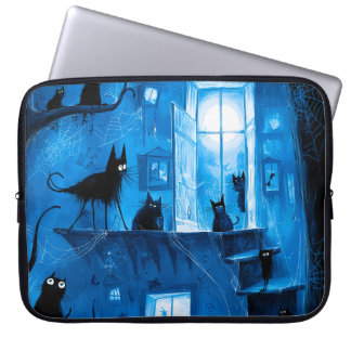 Housse Pour Ordinateur Portable Chats noirs gothiques fantaisistes d'Halloween eff