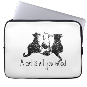 Housse Pour Ordinateur Portable Chats noirs illustrés Un chat est tout ce dont vou