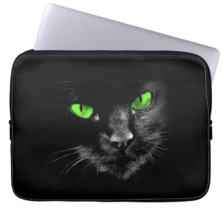 Housse Pour Ordinateur Portable Chats noirs règnent - Yeux verts